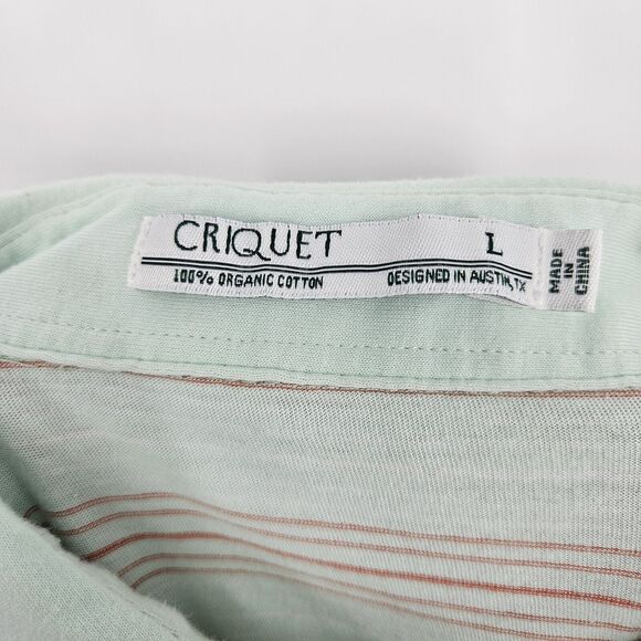 Criquet Shirt Mens Large Mint Striped Golf Polo Performance Pima Cotton L - Picture 10 of 11